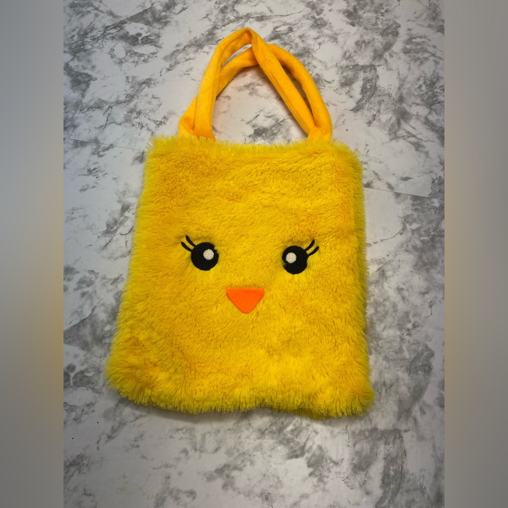 Yellow Fuzzy Chicken Face Purse Handbag Tote